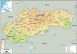 Slovakia Physical Wall Map