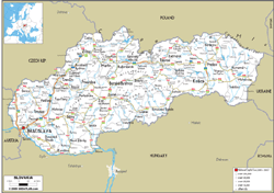 Slovakia Road Wall Map