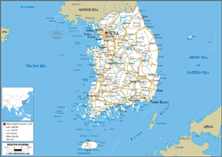 South Korea Road Wall Map