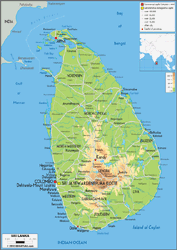 Sri Lanka Physical Wall Map