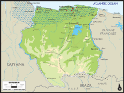 Surinam Physical Wall Map
