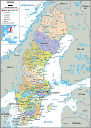 Sweden Political Wall Map