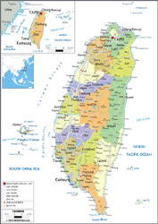 Taiwan Political Wall Map