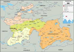 Tajikistan Political Wall Map
