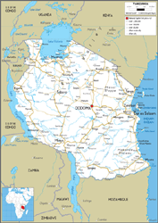 Tanzania Road Wall Map