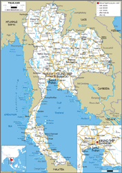 Thailand Road Wall Map