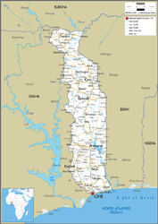 Togo Road Wall Map