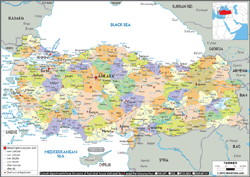 Turkey Political Wall Map