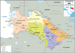 Turkmenistan Political Wall Map