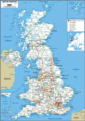 Uk Road Wall Map