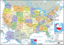 USA Political Wall Wall Map