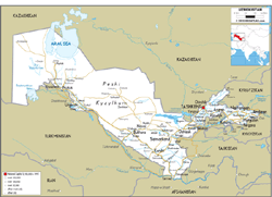 Uzbekistan Road Wall Map