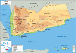 Yemen Physical Wall Map