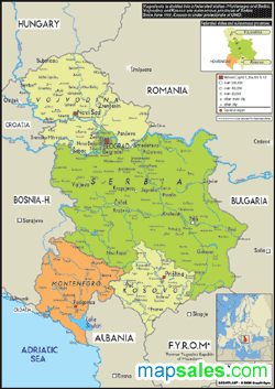 Yugoslavia Political Wall Map