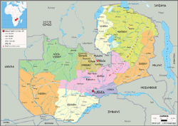 Zambia Political Wall Map