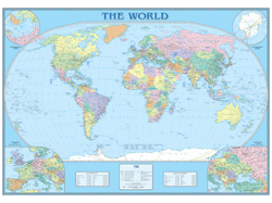 Atlantic Centred World Wall Map