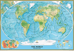 World Physical Ocean Floor Wall Map