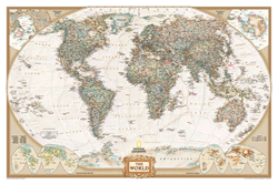 World Political Wall Map (antique tones)