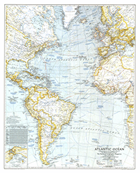 Atlantic Ocean 1941 Wall Map