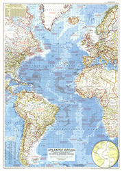Atlantic Ocean 1955 Wall Map