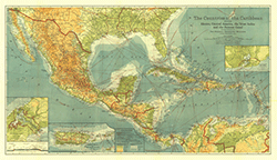 Countries of the Caribbean 1922 Wall Map