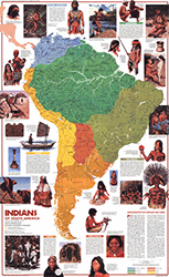 Indians of South America 1982 Wall Map