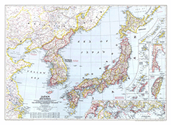 Japan and Korea 1945 Wall Map