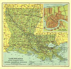 Louisiana 1930 Wall Map