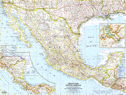 Mexico and Central America 1961 Wall Map