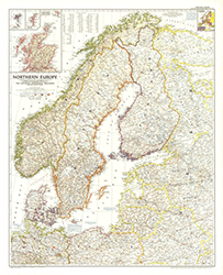 Northern Europe 1954 Wall Map