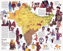 People of South Asia 1984 Wall Map