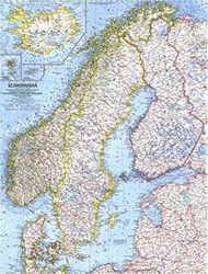 Scandinavia 1963 Wall Map