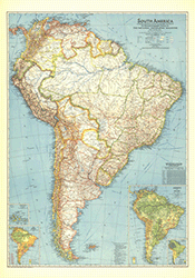 South America 1942 Wall Map