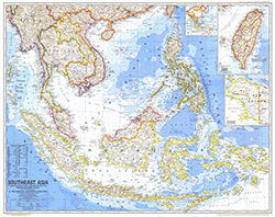 Southeast Asia 1968 Wall Map