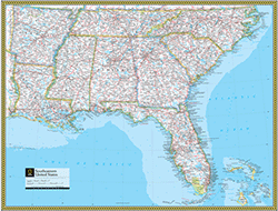 Southeastern US Wall Map