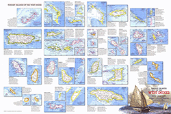 Tourist Islands of the West Indies 1981 Wall Map