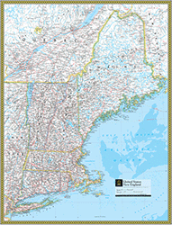 US New England Wall Map