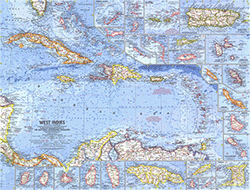 West Indies 1954 Wall Map