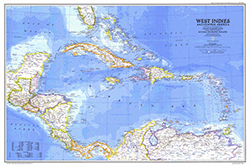 West Indies and Central America 1981 Wall Map