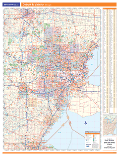 Detroit, MI Vicinity Wall Map