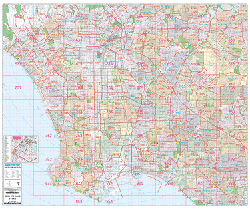 Southern Los Angeles, CA Wall Map