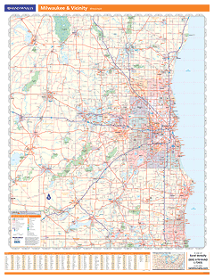 Milwaukee, WI Vicinity Wall Map