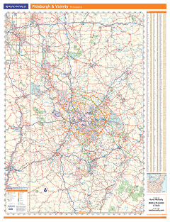 Pittsburgh, PA Vicinity Wall Map