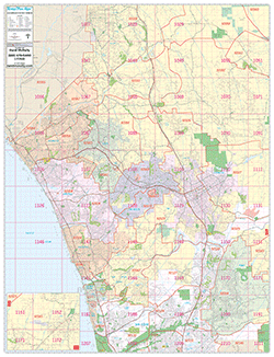 North San-Diego, CA Wall Map