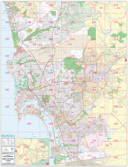 South San-Diego, CA Wall Map