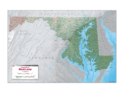 Physical Wall Map Of Maryland
