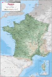 France Physical Wall Map