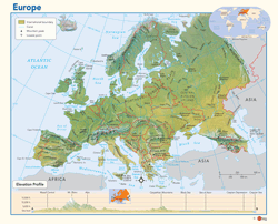 Europe Physical Wall Map