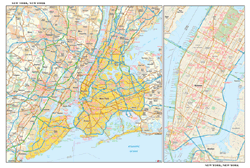 New York, NY Wall Map