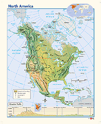 North America Physical Wall Map